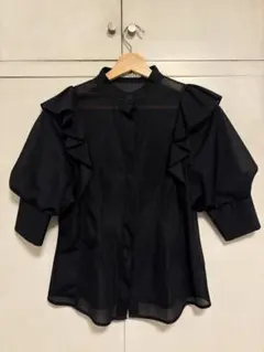 SNIDEL ブラック フリルシャツ