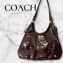COACH コーチ　マディソン　バーガンディ　エナメル　ショルダーバッグ