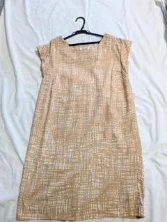 ★美品★SOUP 半袖ひざ丈ワンピース 9号 ベージュチェック