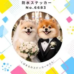 【送料無料❣️】ポメラニアン防水ステッカー ウエディング