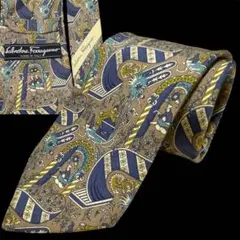 【希少】Salvatore Ferragamoネクタイ 人物 王宮 マルチカラー