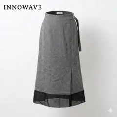 美品 INNOWAVE ヘリンボーン 裾シアー切替 タイトロングスカート Lのサムネイル