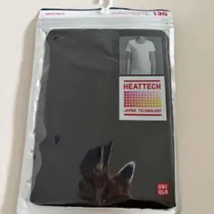 130　UNIQLO　ヒートテック　子供　キッズ　Uネック　半袖　黒　ブラック