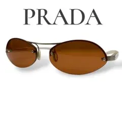 PRADA プラダ サングラス オーバル アイウェア ブラウン クリアフレームのサムネイル