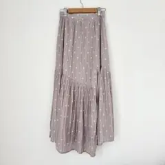 プロポーションボディードレッシング　ドット柄 グレー ロングプリーツスカート　S