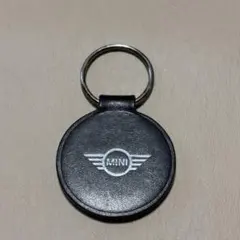 MINI 【純正】ロゴキーホルダー ブラック レザー調キーホルダー 丸型