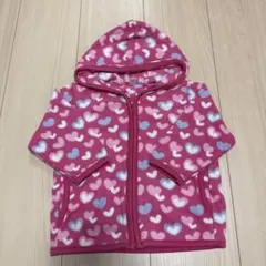 フリースパーカー　ピンク ハート柄　80cm