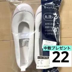 上靴　バレーシューズ　キャンバスタイプ　白　22cm 中敷プレゼント