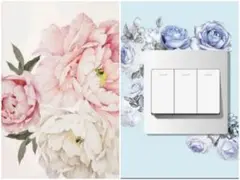 【花柄プリント壁紙ウォールステッカー&花柄プリントスイッチウォールステッ】