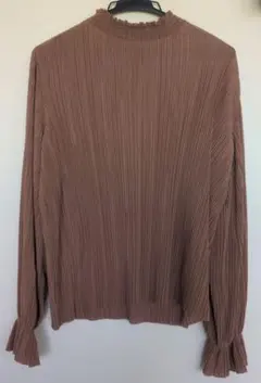 GU ブラウン プリーツ長袖 シャツ カットソー Lサイズ