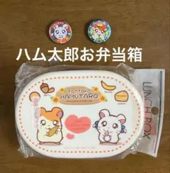 【平成レトロ】【新品未使用】とっとこハム太郎　小判型お弁当箱と缶バッジ2個