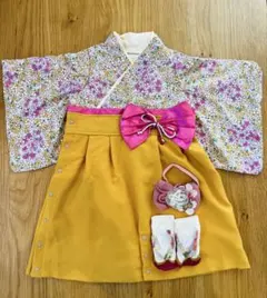 ベビー袴　髪飾り　靴下付きの3点セット！SWEET MOMMY 80cm