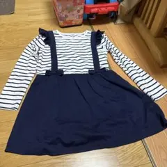 ストライプ柄フリル付きワンピース 130