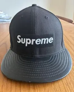 Supreme newera つばレザー ブラック