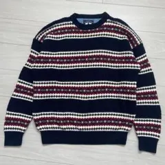 総柄 コットン ニット ビッグシルエット 古着