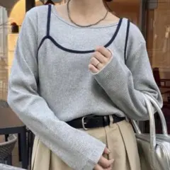 CIAOPANICTYPY リブアシメキャミレイヤードトップスのサムネイル