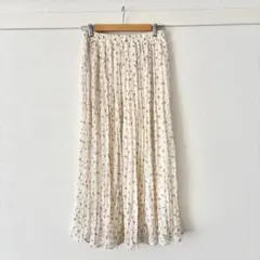 【即購入◎】Heatherプリーツ花柄ロングスカート ベージュ 春