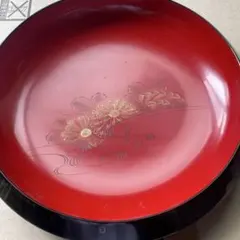 漆器 盆 丸盆 菊蒔絵 朱塗り 黒塗り　菓子器　引き取り可