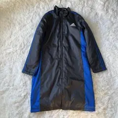 美品　adidas ベンチコート　ボアコート　ブラック　青　160cm 防寒