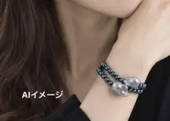 淡水パール ブレスレット メタリック オイスターバロック バイカラー 