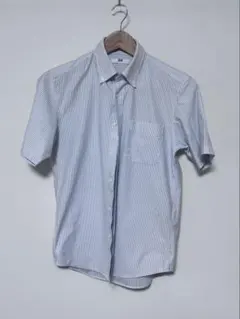 ライトブルー ストライプ 半袖シャツ S