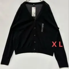 【新品タグ付き】ユニクロ　ライトVネック カーディガン XL 黒　ブラック　薄手