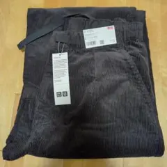 新品　ユニクロU　コーデュロイタックワイドパンツ　Lサイズ　ダークグレー