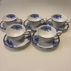 NARUMI 青い花柄 ティーカップ 5個セット