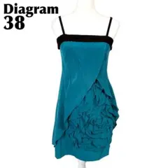 【美品】 Diagram キャミソールワンピース シルク 38 グリーン 薔薇