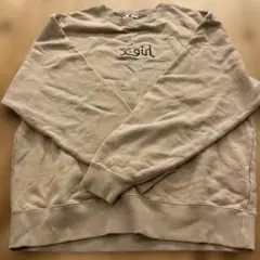 x-girl ベージュ トレーナー レオパード刺繍
