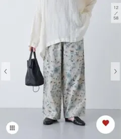 新品タグ付◆ かぐれ　コットンリネンプリントイージーパンツ　L.BLU×NAT