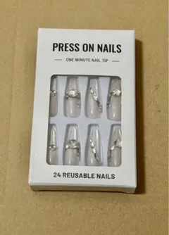 プレスオンネイル 24個入り シルバー装飾