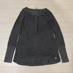 Y2K ROXY 長袖　ヘンリーネック　グランジ　Tシャツ　グレー　ラグラン