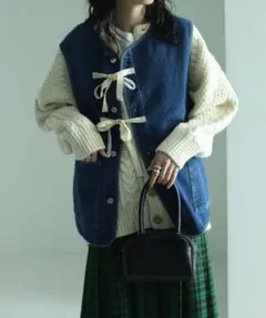 デニム ボタン付きベスト