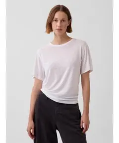 GAP Tシャツ 半袖 リネンブレンド リラックスフィット レディース 白 Lのサムネイル