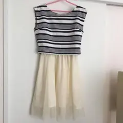 イングINGNIボーダー&チュール☆ドッキングワンピース