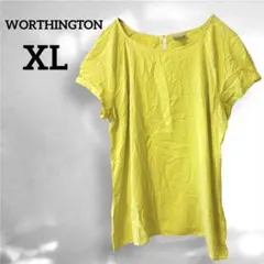 即日発送✨WORTHINGTON 【XL】イエロー 半袖　シャツ　ブラウス