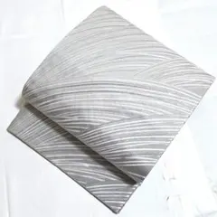 A◆着物くつろぎ 美品 ライン模様 手織 引箔 銀 六通 正絹 フォーマルな袋帯