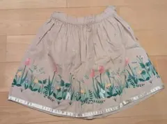 ポンポネット　花柄刺繍 ベージュ スカート　120cmのサムネイル