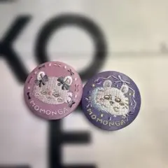 モモンガ 刺繍缶バッジビスケット2 モモンガセット 2個