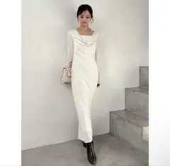 新品未使用【snidel】ドレープバックサテンロングワンピース