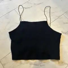 LEPSIM ブラック リブ編み キャミソール