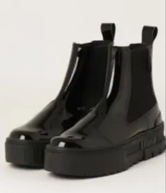 PUMA サイドゴア チェルシー ブーツ 黒 厚底 エナメル 25.5cmのサムネイル