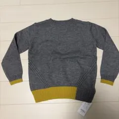 グレー/マスタードのバイカラーニット