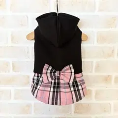 犬服　ハンドメイド　フード付きパーカー風ワンピ⑧