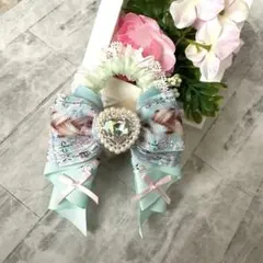 ハンドメイド リボン付きヘアゴム