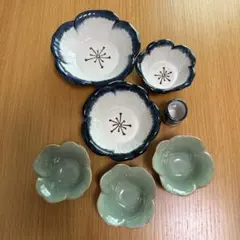 花型と葉型　陶器食器セット