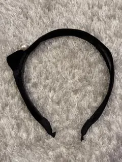 ブラックリボンパールヘアバンド