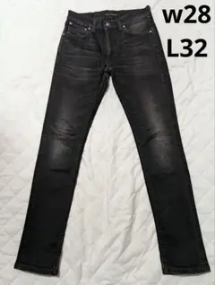 ヌーディージーンズ nudie jeans スキニー ブラック デニム W28