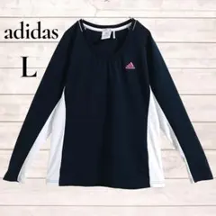 adidas ロンT ネイビー　レディース　L 速乾　Ｖネック　UVカット　部活